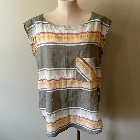 WOOLRICH Stripe Top Blouse with Pockets - Picture 2 of 7
